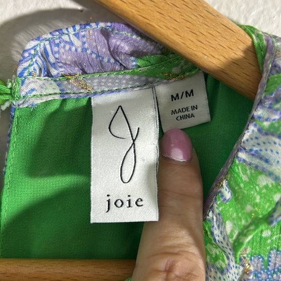 Joie Floral Green and Blue Top - Picture 3 of 7
